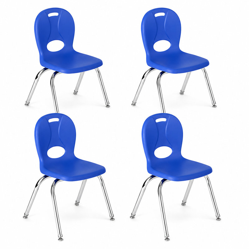 Structure Series Plastic Stacking Classroom Chairs with Contoured Seats (Set of 4), Bleu, 10 po, 4