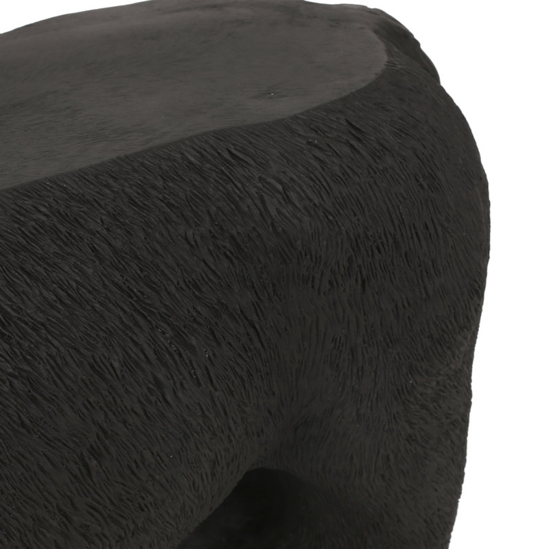 Banc d'extérieur avec charmante figurine d'ours en béton, noir mat - sans assemblage, P 11,33 po x H 16,38 po, l 31,43 po