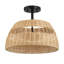 Finition en métal noir semi-encastré Twinkle Double Lights avec abat-jour en rotin pour décor de style maison de campagne