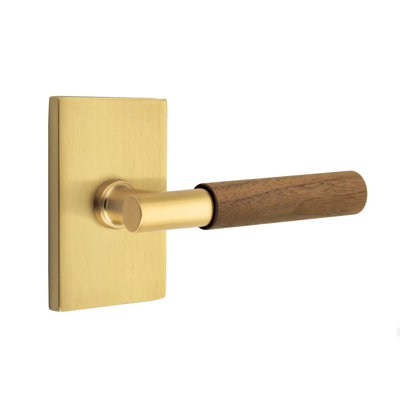 Ensemble de leviers de passage Emtek Select avec rosette rectangulaire moderne et tige en T, poignée en noyer foncé