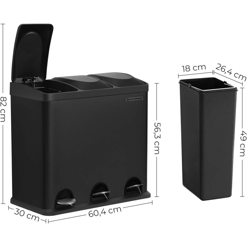 Steel Step On Kitchen Trash Can - 30L
