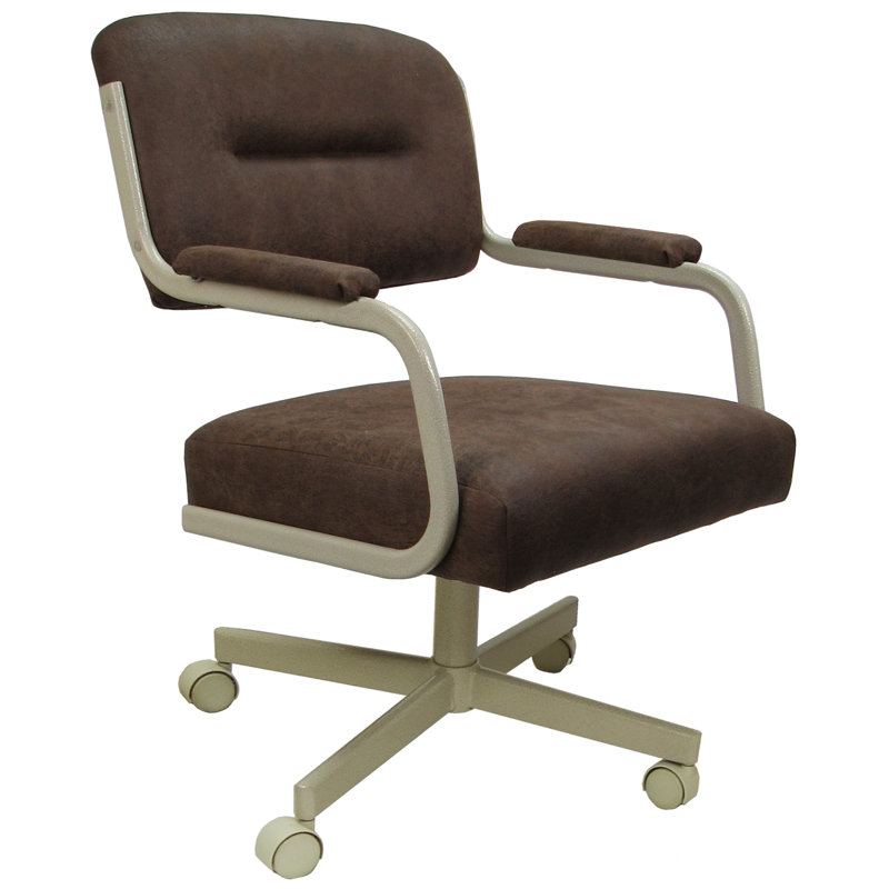 Chaise avec accoudoirs Craner en brun foncé, Beige