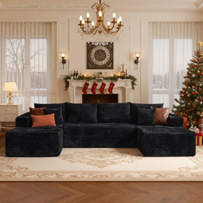 Navarrie U-Shaped Sectional, No Assembly Required Sofa with Dual Chaises by Ivy Bronx