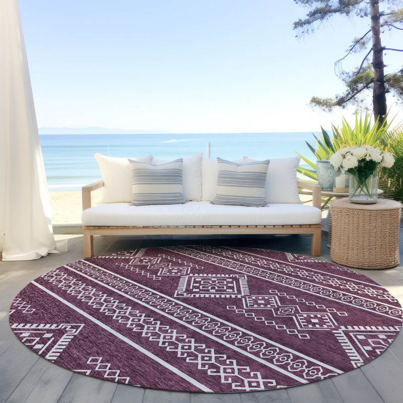 Tapis intérieur / extérieur Chalee avec envers antidérapant, Rond 8 pi