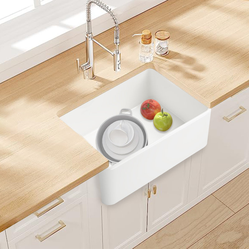 24'' L Farmhouse Single Basin Kitchen Sink, White