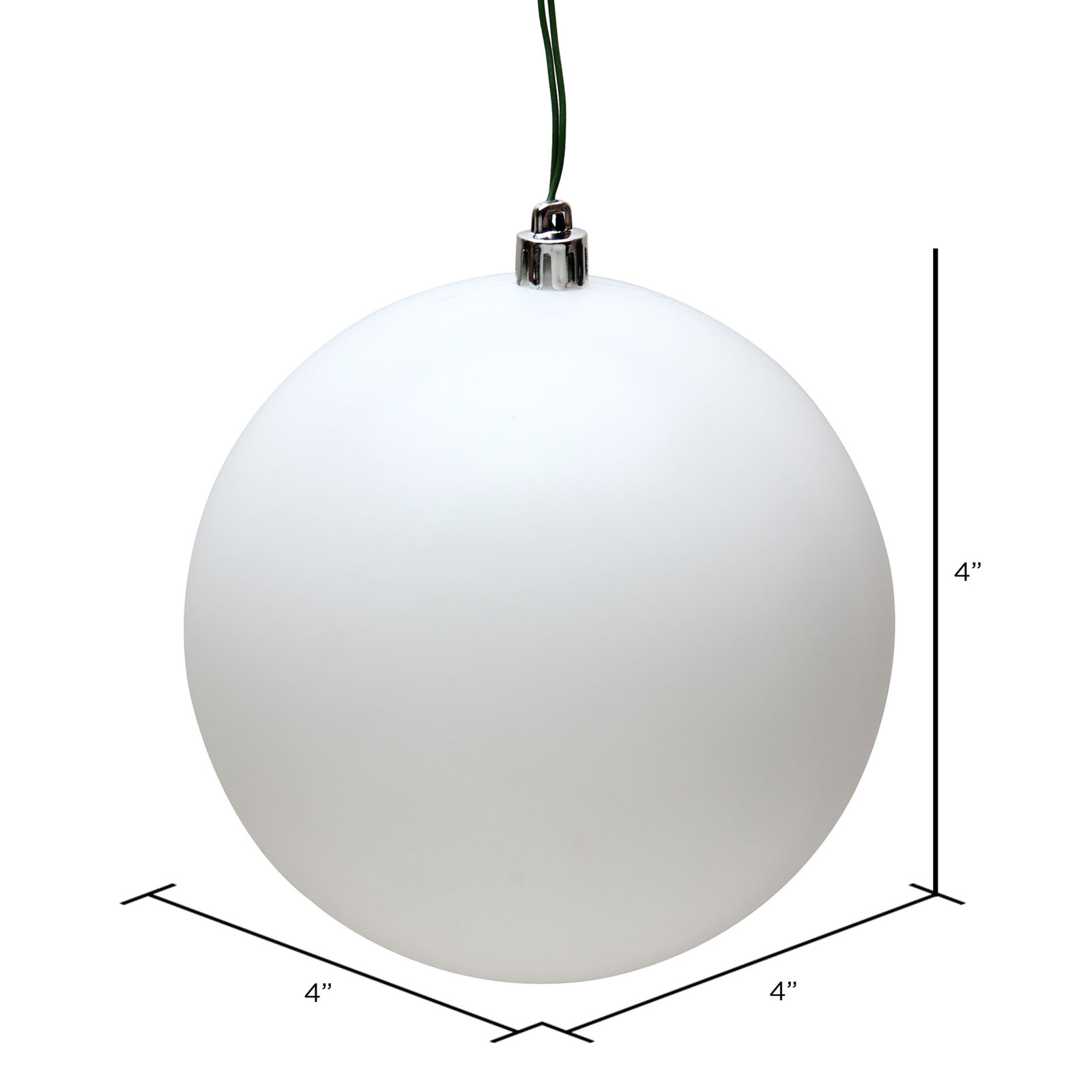Shatterproof Bauble, White Matte, 4" H x 4" W x 4" D