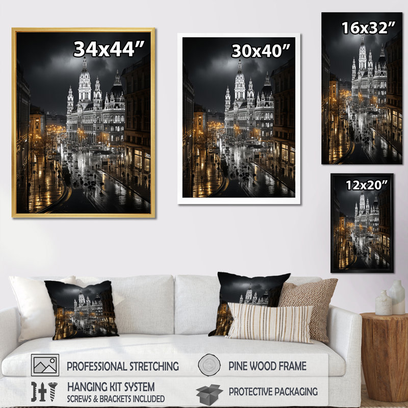 «Vienna Beautiful Beautiful Cityscape», reproduction sur toile encadrée, H 32 po x l 24 po x P 1 po, Cadre simple blanc