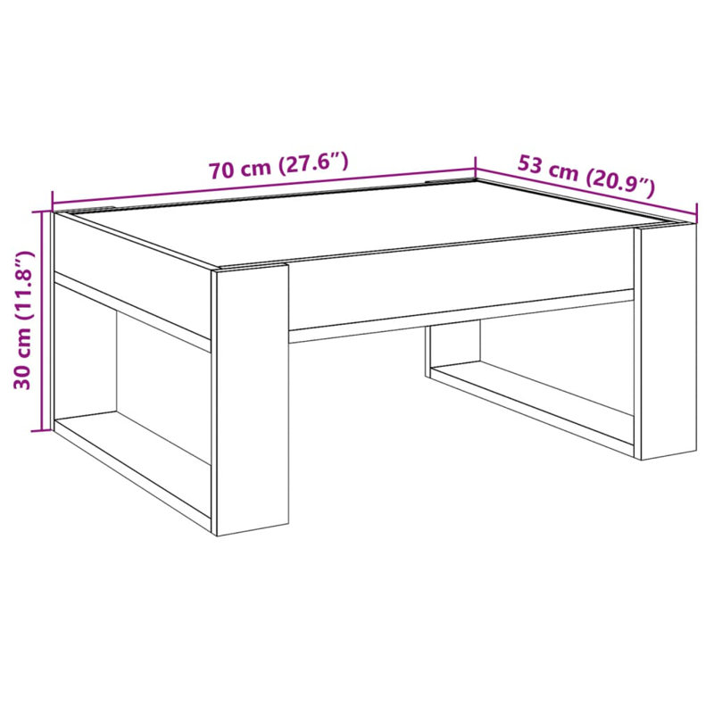 Cyndal Coffee Table, 30cm H x 70cm L x 53cm W, Sonoma Oak