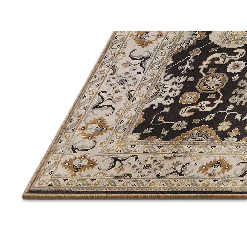 Tapis oriental noir / ivoire Davros, Rectangle 2 pi x 3 pi