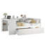 Lit de jour double avec lit gigogne, structure de lit de jour en bois avec tiroirs de rangement et tablettes latérales, lit de jour avec bureau, aucune boîte à ressorts nécessaire, blanc-667705988-667705989