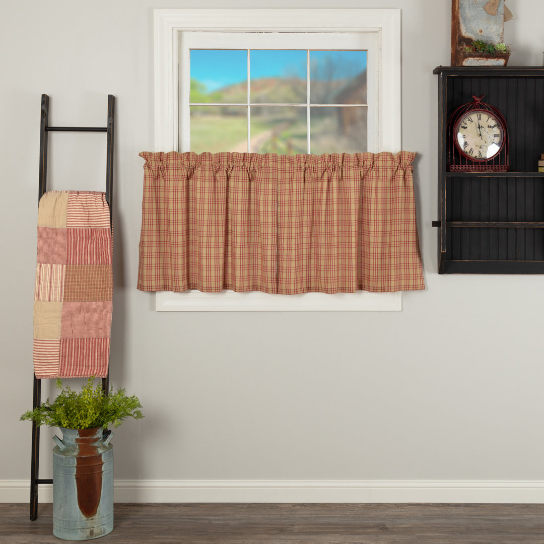 Surikova Plaid Cotton 72" Cafe Curtain (Set of 2) VHC Brands 
