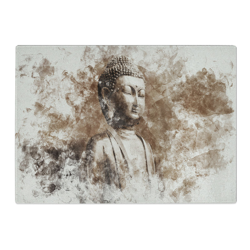 Buddha Statue Vol.3 Watercolour Chopping Board, 0.4cm H x 28.5cm W x 39cm L