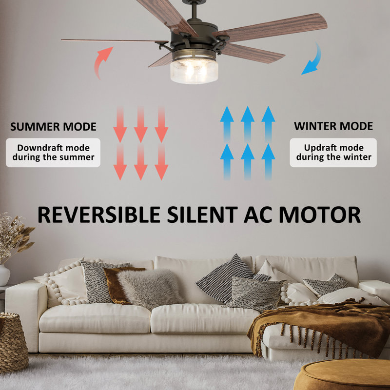  52" Smart Ceiling Fan with Light Kit and Wall Switch