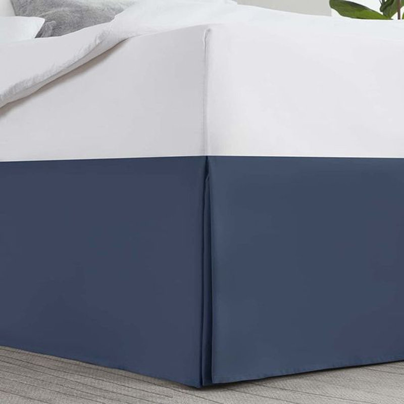 Luxury Pleated 14" Bed Skirt, Navy Blue, Full XL