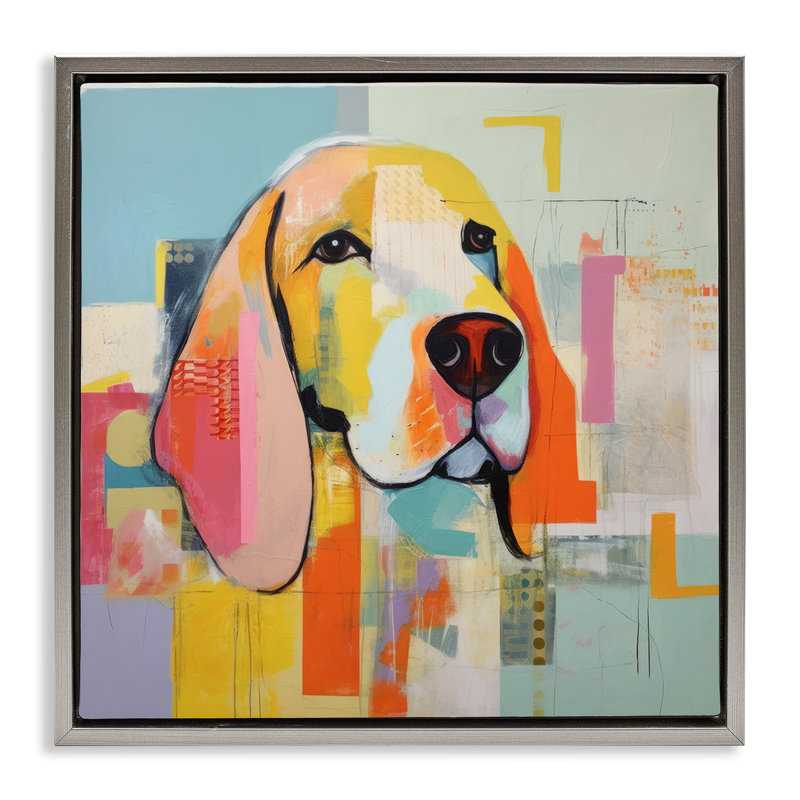 Abstract Dog Portrait, Luster Gray Floater Frame, 18" H x 18" W