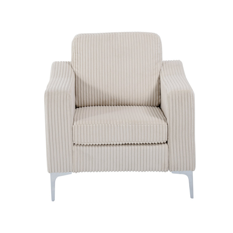 Fauteuil club en velours côtelé, Beige