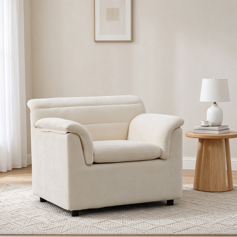 Fauteuil d'appoint rembourré surdimensionné et déhoussable de 97 cm de large, fauteuil en chenille, canapé une place pour salon