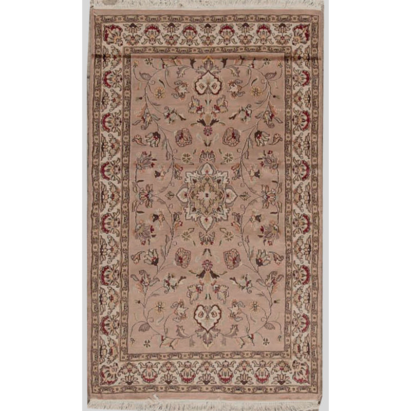 Hand-Knotted High-Quality Beige and Red Area Rug