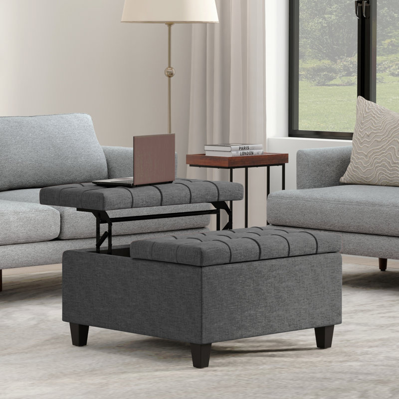 Table basse avec repose-pieds Harrison, H 16,53 po x L 30,03 po x l 29,96 po, Gris