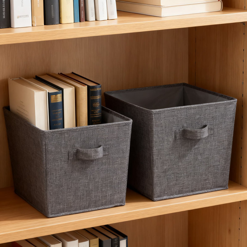 2-Pack Fabric Storage Bins With Wire Frame For Home Organization, Open Top Design With Handles For Easy Access And Clutter Control