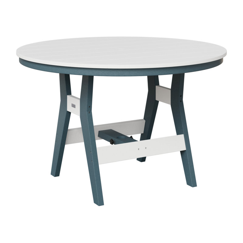 Harbor Outdoor Round Dining Table, Slate, 30.37" H x 48" W x 48" D, White