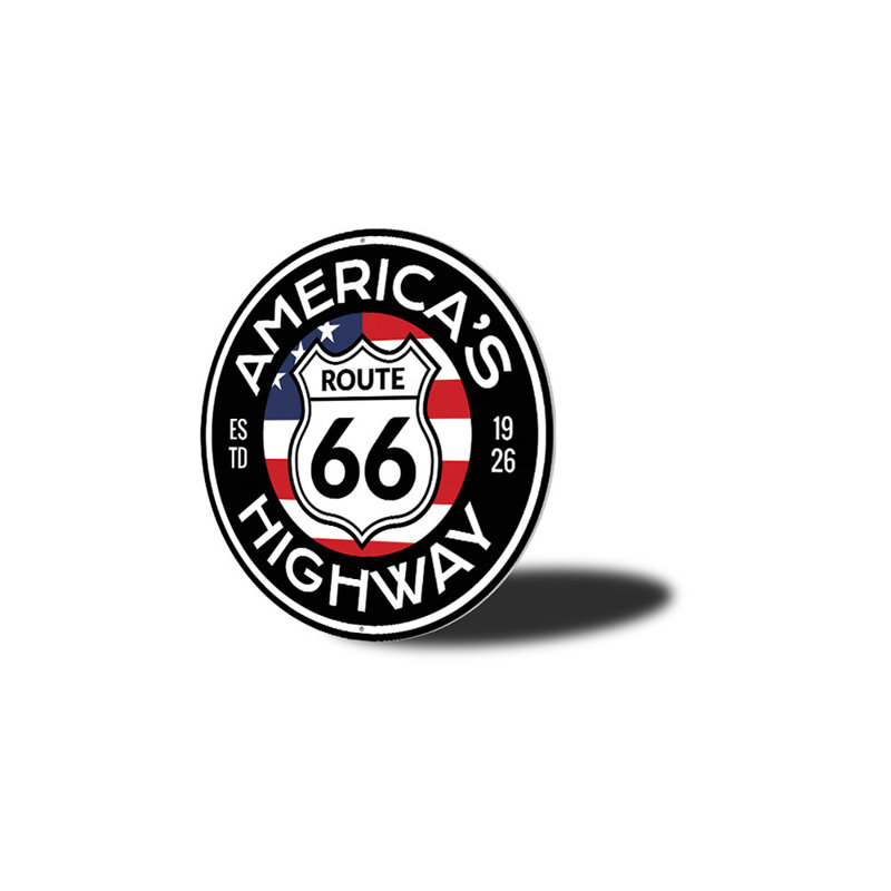 Panneau en aluminium America's Highway Est 1926 Route 66, H 18 po x l 18 po x P 0,06 po