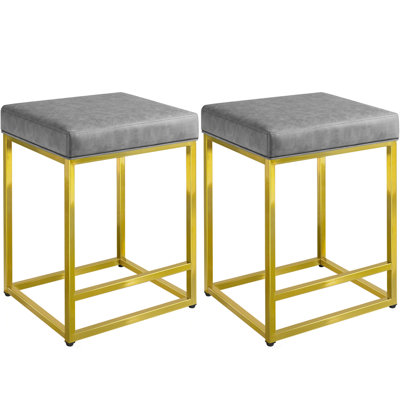 Upholstered Counter Stool with Metal Frame