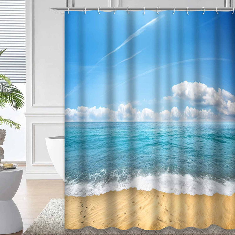 Rideau de douche avec 12 crochets Yellow Sand Beach, L 72 po x l 72 po