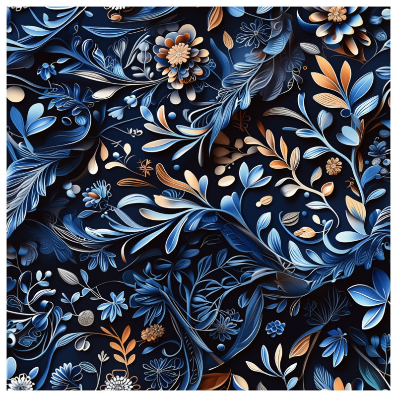 Coussins décoratifs à double face à motif floral bleu bronze, 14 X 14 pouces