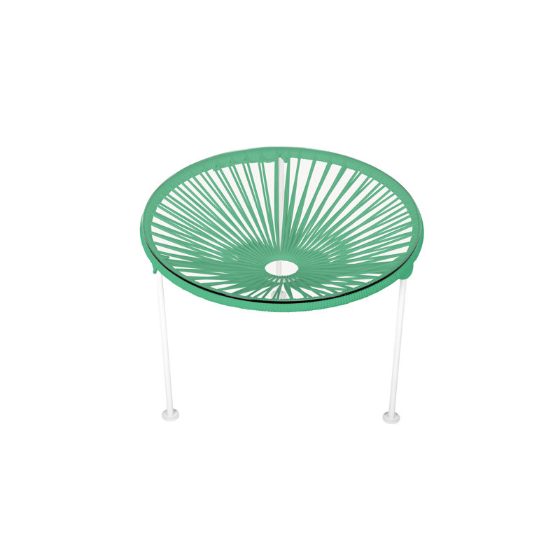 Zicatela Indoor Handmade Coffee Table, White, Seafoam