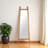 70" Natural Solid Wood Leaning Geometric Framed Standing Mirror
