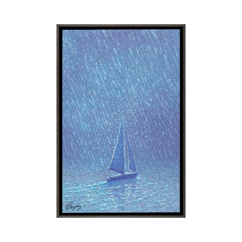 Pluie Miroir - Impression d'art mural - Toile encadrée, 60" x 40", Framed Canvas, Gris
