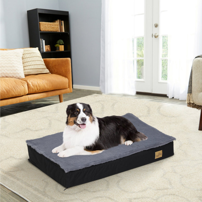 Lit pour chien plat en mousse douce antidérapante avec housse double face pour toutes les saisons