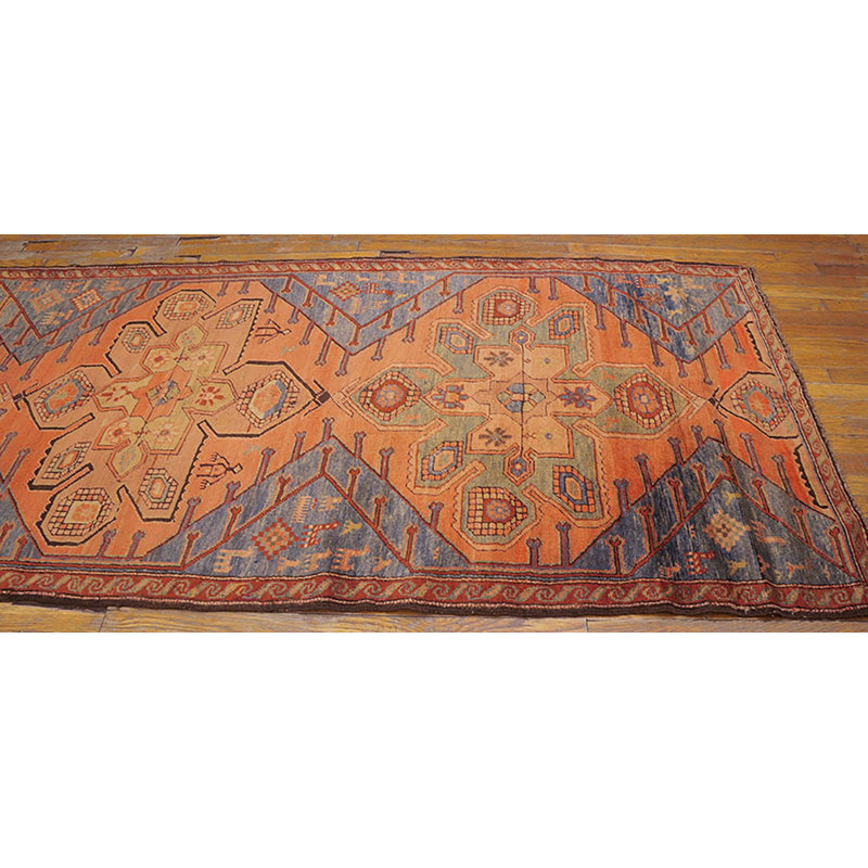 Antique Caucasian - Hallway Runner Wool Coral Rug