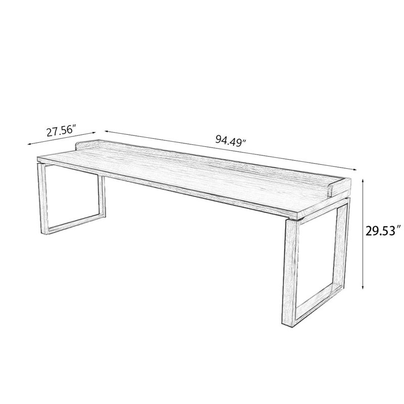 Walnut Rectangular Solid Wood desk, 29.53" H x 94.49" W x 27.56" D