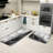 Black and White Marble Pattern 2 PC Kitchen Floor Rugs, Modern Kitchen Decor