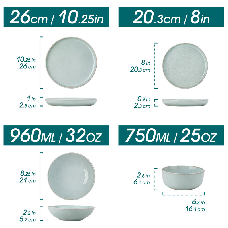 Stoneware Dinnerware Set 16 Piece - Service for 4