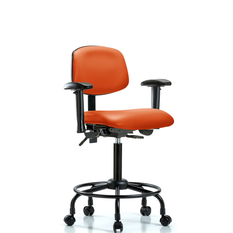 Otis Vinyl Drafting Chair, Casters, Included, Orange