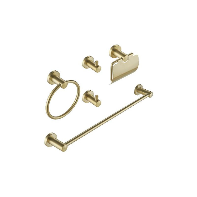 Ember Brushed Gold 5 pieces Decorative Bathroom Hardware sets, Brushed Gold