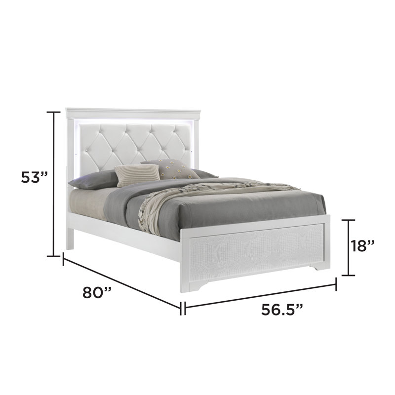 Lit tapissier standard Mylhana, Complète, Blanc