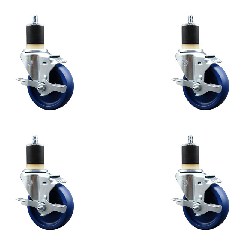 Ensemble de roulettes extensibles pivotantes en polyuréthane solide 4 pouces 4 pouces