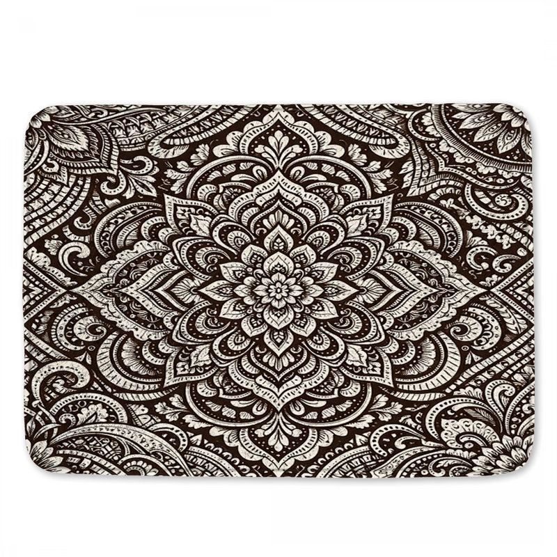 Tapis de bain complexe à motif mandala, 24in W x 17in L