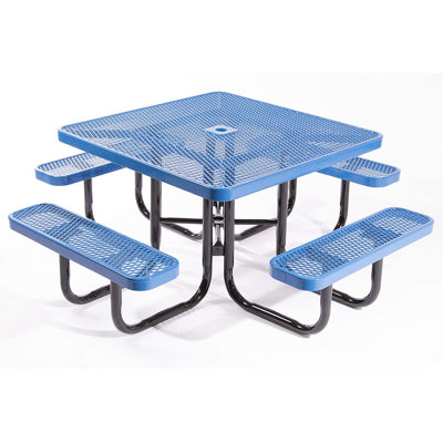 COATEDOUTDOORFURNITURE 46In Square Picnic Table, Expanded, Light Blue