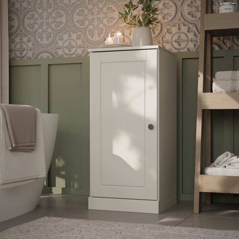 100% Solid Wood Short Narrow Bathroom Linen Cabinet with Door, Adjustable Shelves, Modular Bathroom & Laundry Storage Cabinet, 16.5" W x 35.75" H