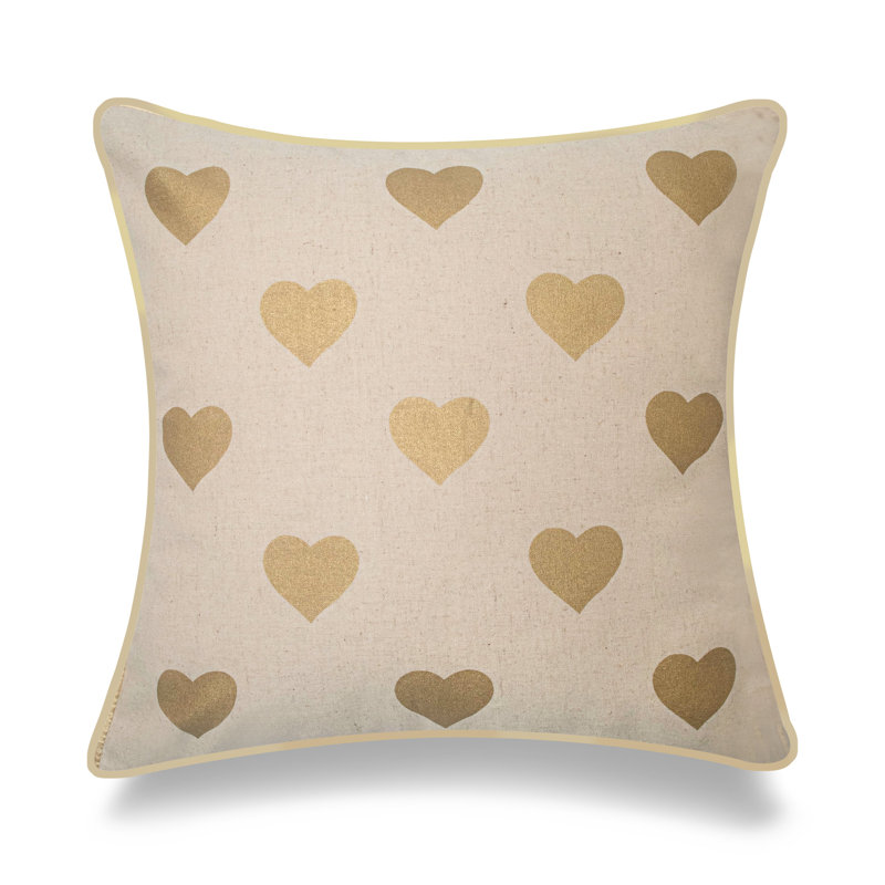 Love Linen Pillow Cover, 18"W x 18"L, Silver/Heart, Pillow Cover Only - No Insert