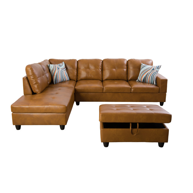 Repose-pieds en cuir synthétique semi-PU, Jaune
