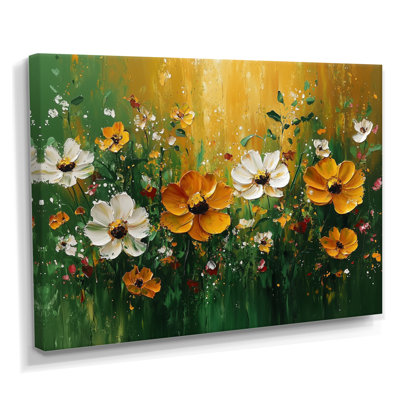 Golden Poppies In The Breeze I - coquelicots, art mural