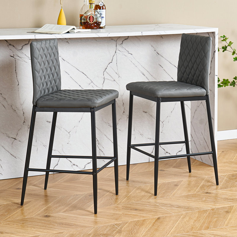 Rolands Upholstered Counter Stool with Metal Frame, Gray