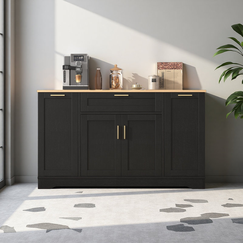 Buffet de rangement multifonctionnel, table de salle à manger extensible, tablettes réglables, support coulissant à 3 niveaux, rangement pour îlot de cuisine, salle à manger