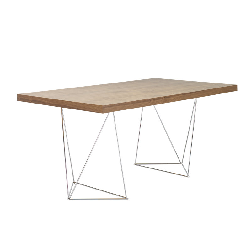 Furguson Metal Base Dining Table, Walnut, 30" H x 71" L x 35" W